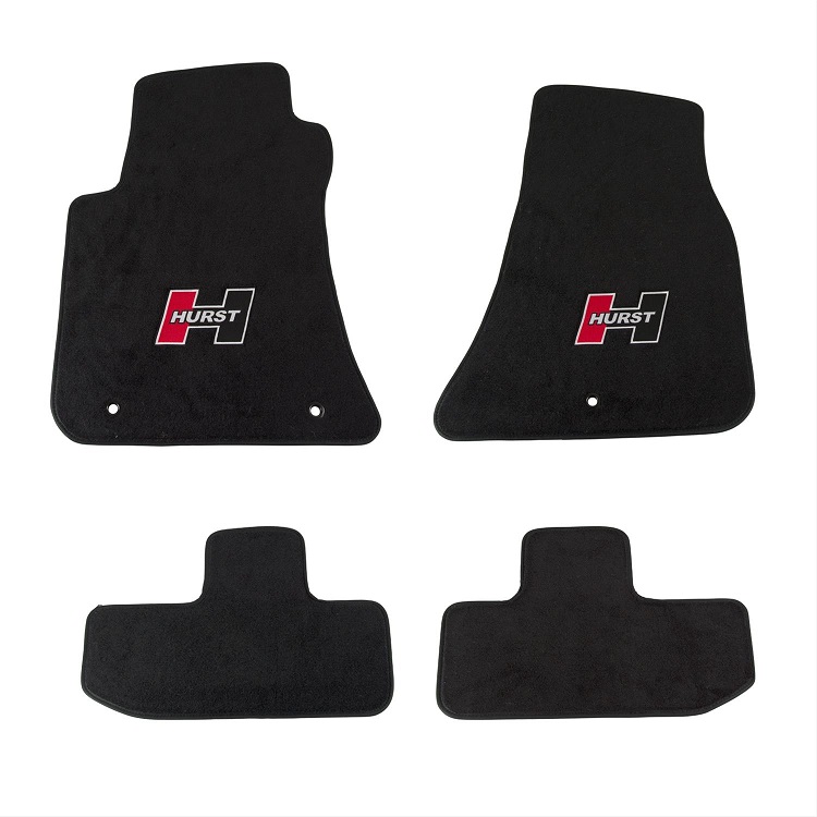 Red Logo Hurst Carpeted Floor Mats 08-23 Dodge Challenger - Click Image to Close